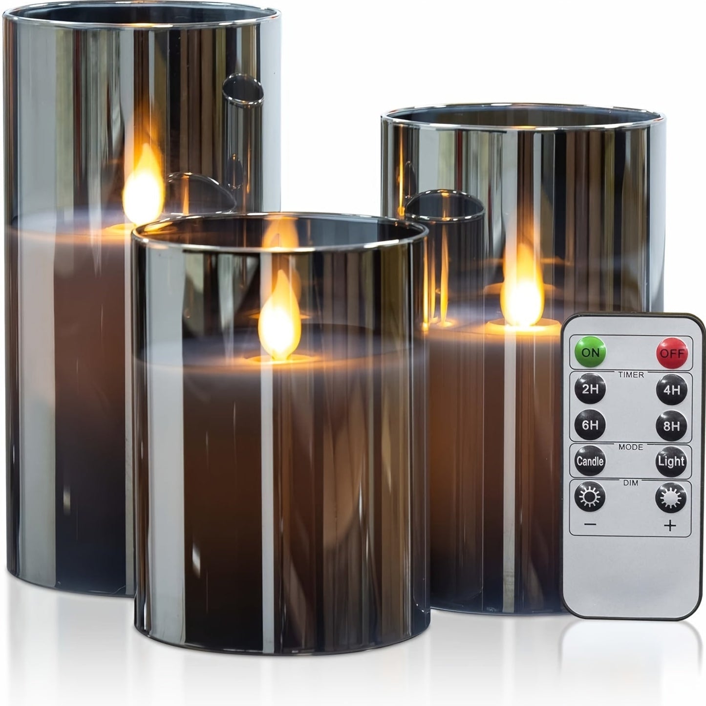 Set van 3 vlamloze LED kaarsen met afstandsbediening