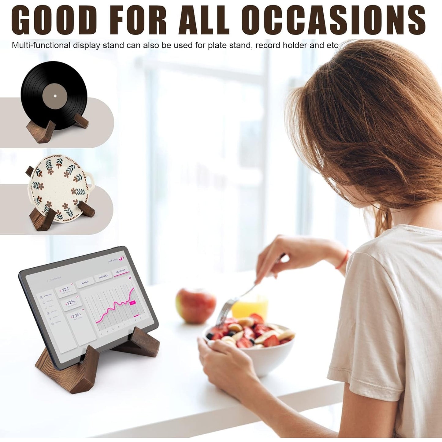 Houten kookboekstandaard verstelbare boekenhouder