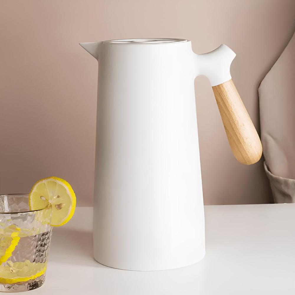 Geïsoleerde Karaf Met Houten Handvat En Dubbelwandige Constructie