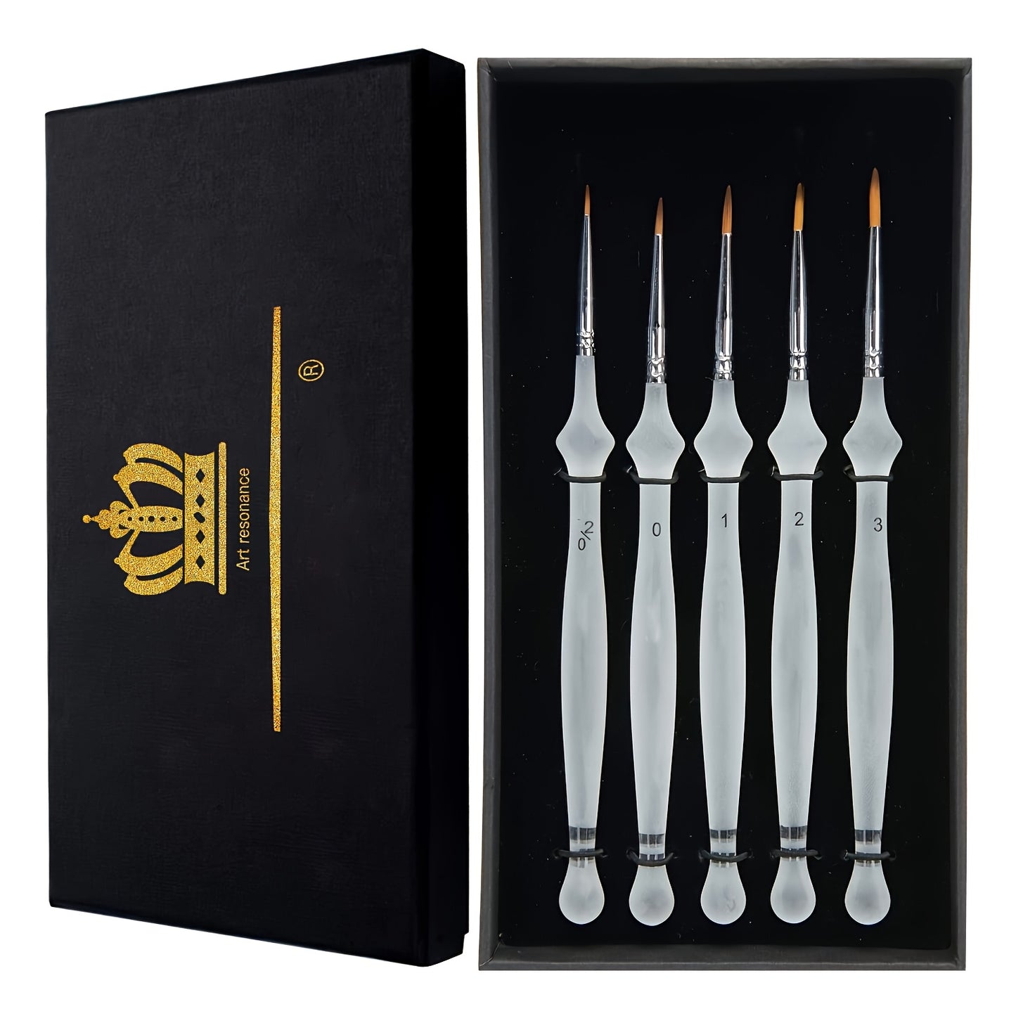 Micro detailpenselen – 5-delige set met korte steel voor aquarel, acryl en miniatuurschildering