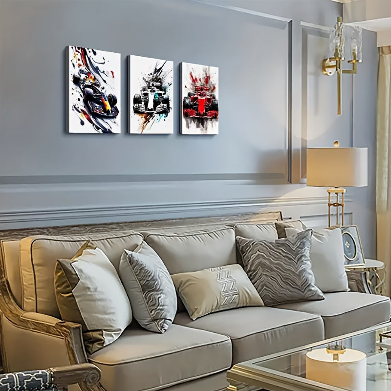 SpeedLine Canvas Set – 3-delige Frameloze Raceauto Posters
