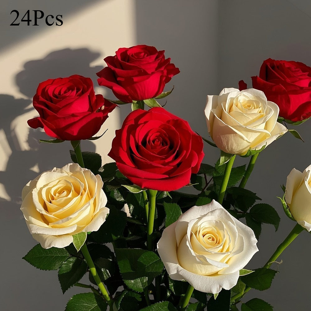 Zijden Rozenboeket – 24 Stelen Multikleurige Kunstbloemen voor Feest & Decoratie