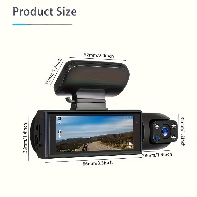 Auto Dash Cam Dubbele Lens – 1080P Voorzijde & 720P Cabine met Nachtzicht