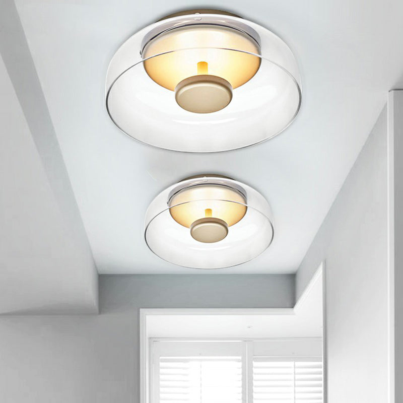 Moderne LED Plafondlamp Met Halfronde Glazen Kap