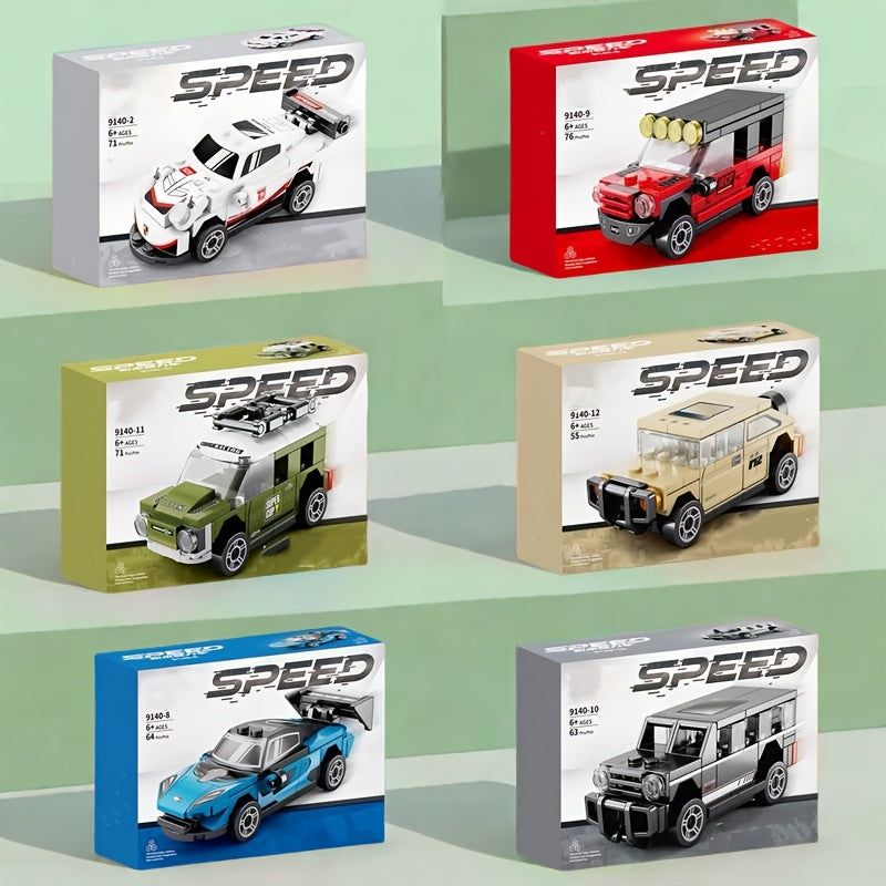 Miniatuur Snelheidsauto Bouwsets – 6 Stuks met Trek-Terugmechanisme