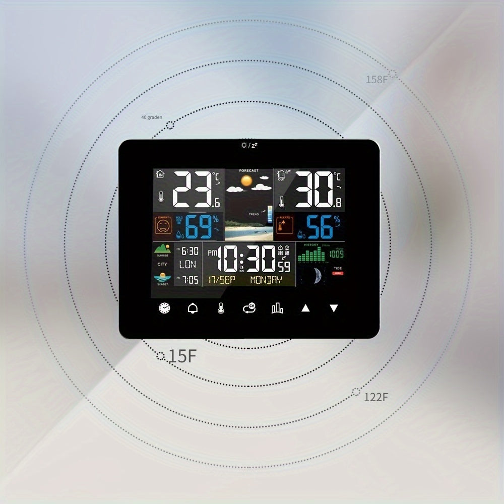 Weerstation met Draadloze Sensor – Digitale Klok, Temperatuur & Vochtigheid Binnen/Buiten