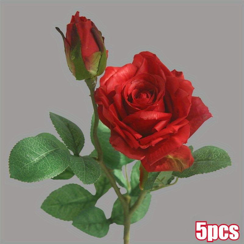 Kunstrozen – Dubbelzijdige Gerolde Rand, Set van 5