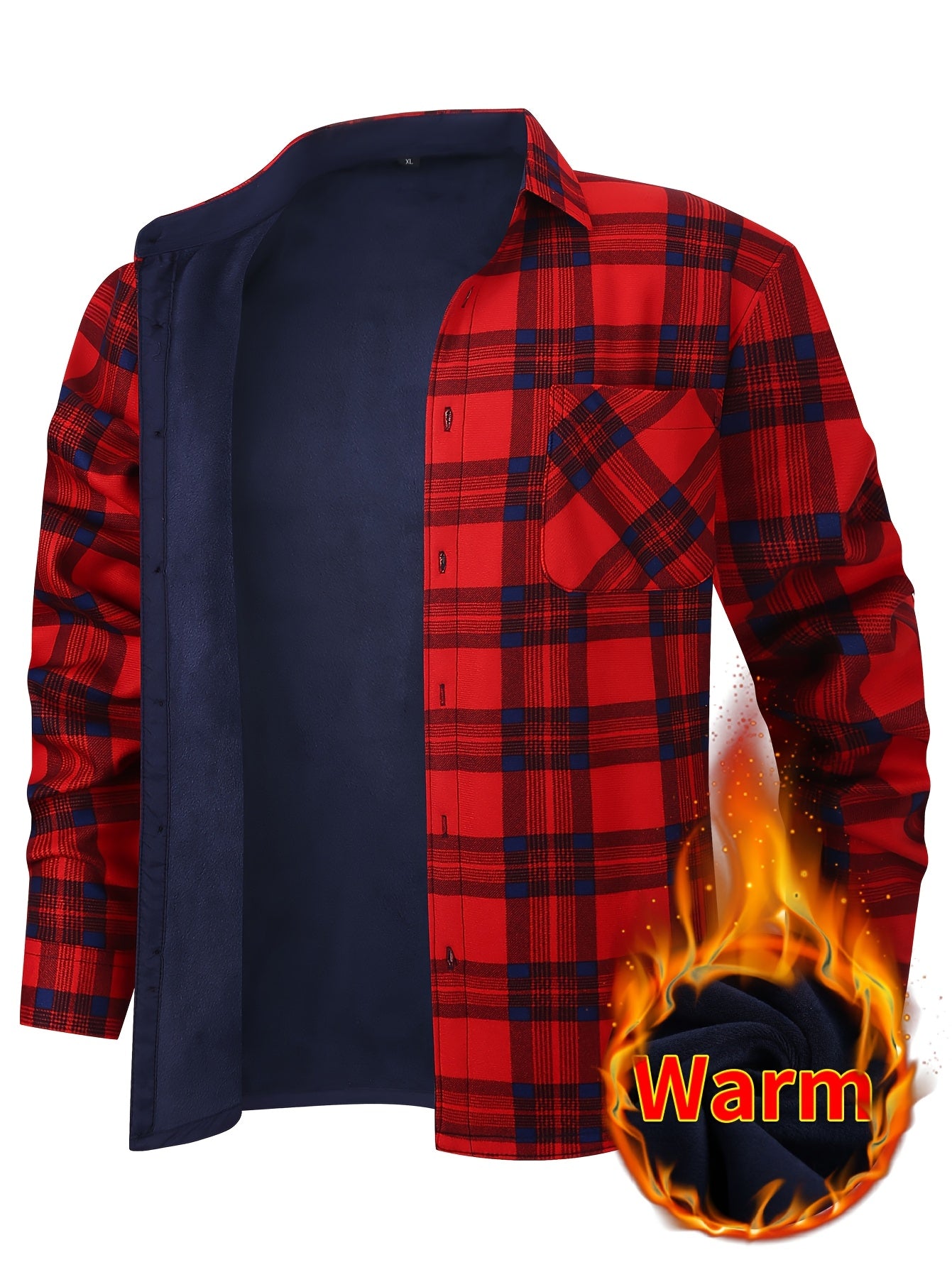 Heren Winter Plaid Shirt met Fleece Voering – Heavy-Duty Outdoor Comfort