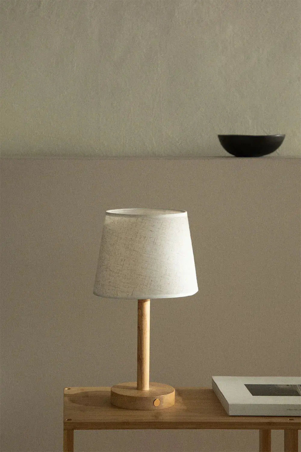 Snoerloze Houten LED Tafellamp met Dimbare Verlichting