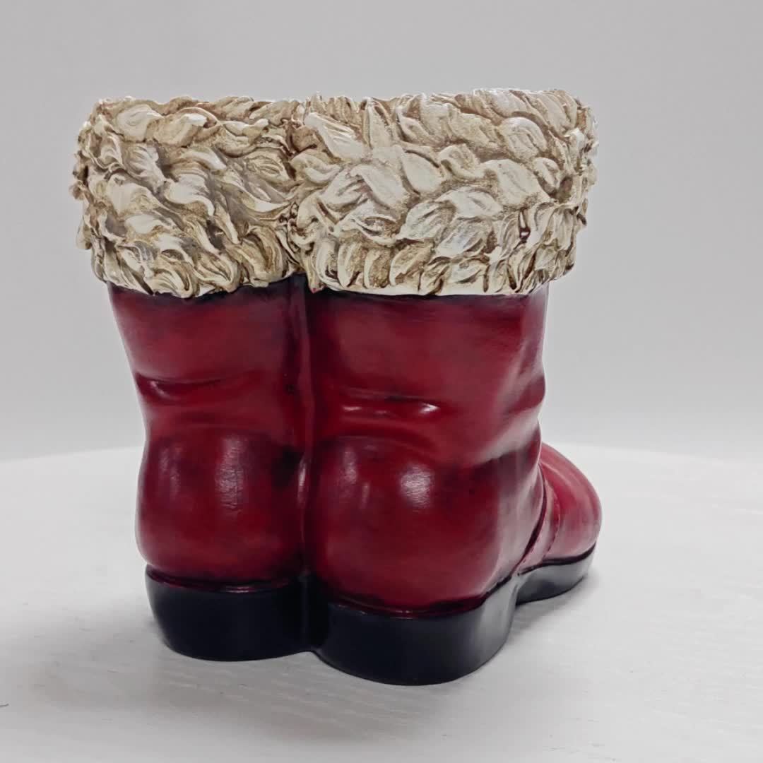 SantaBoots Decoratieve Vaas – Feestelijke Resin Laars voor Krans & Bloemstukken