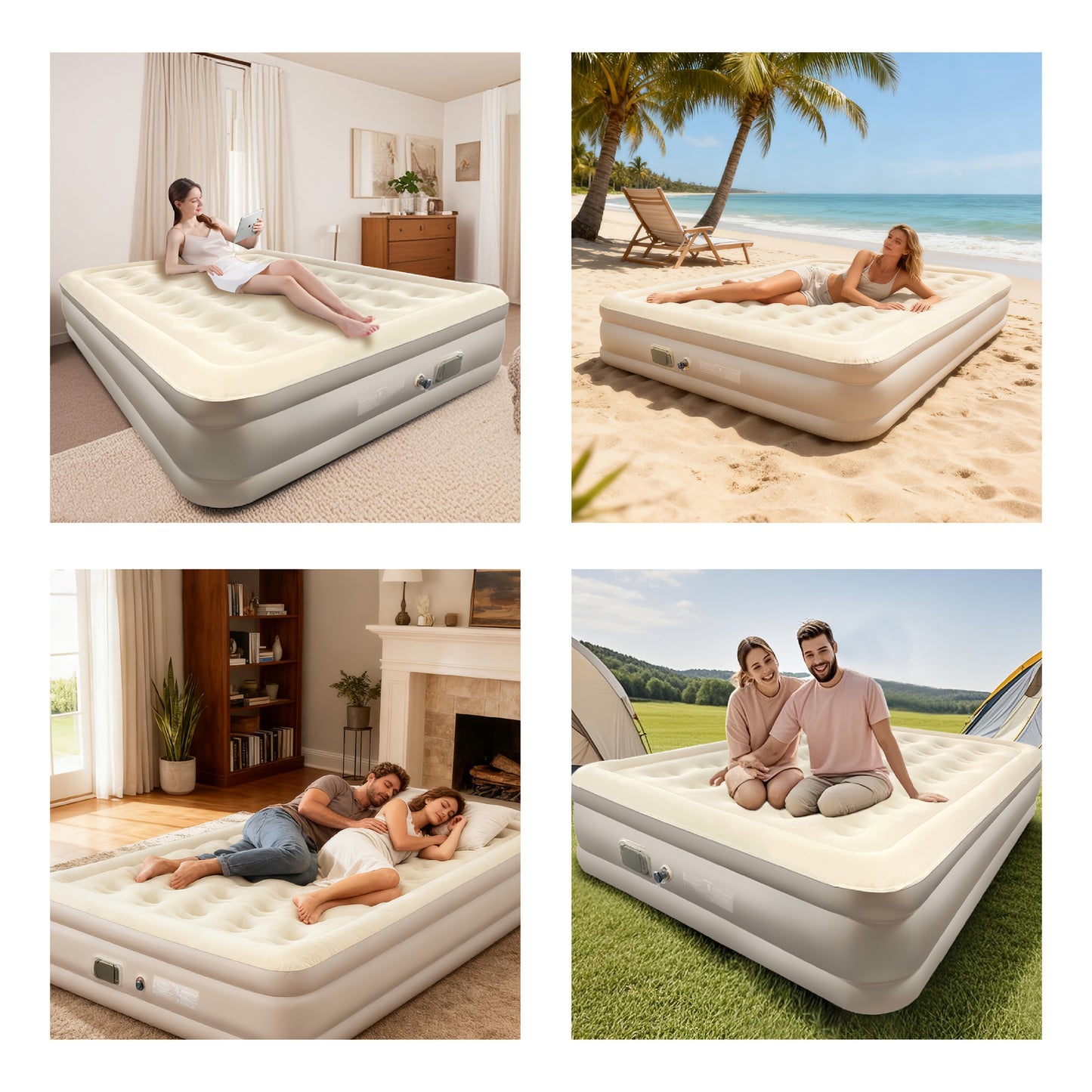 Luchtbed met Geïntegreerde Elektrische Pomp – Stevig PVC Matras voor Binnen en Buiten