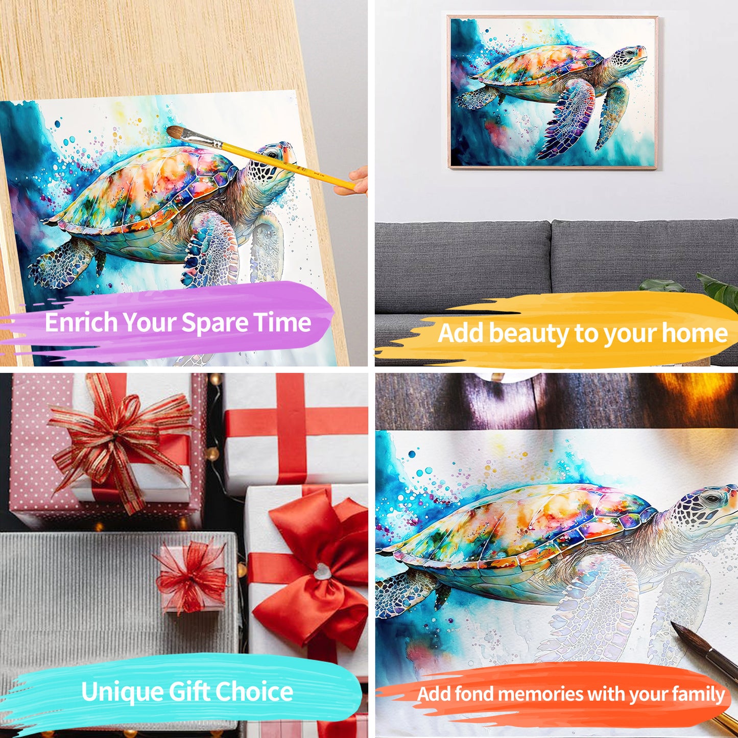 Schilderen op Nummer – Turtle Verfset voor Volwassenen (50×40 cm)