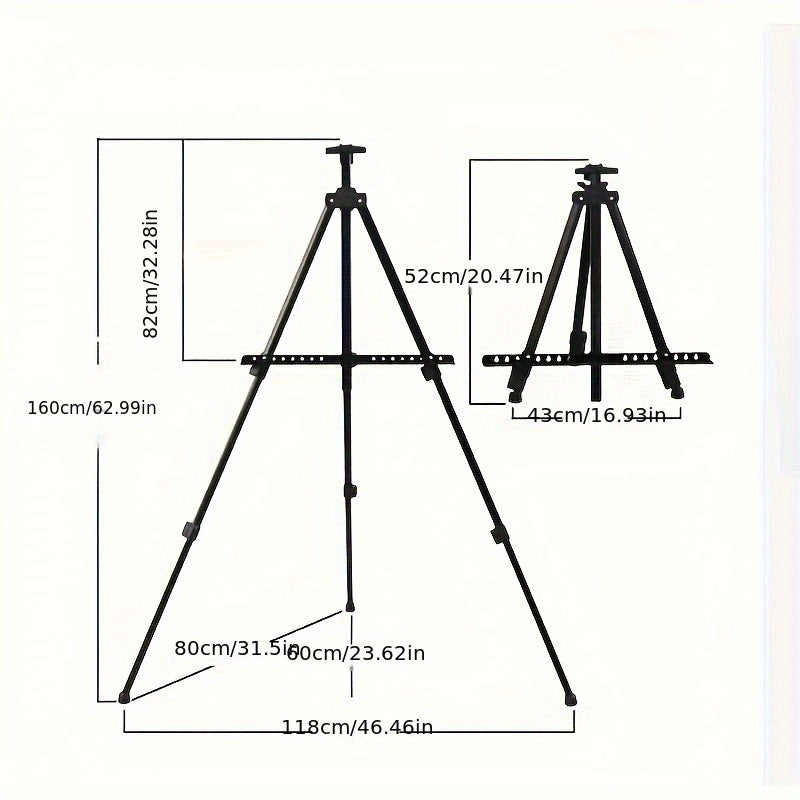 Aluminium driepoot – verstelbaar statief met draagtas voor kunst, buitengebruik en displays