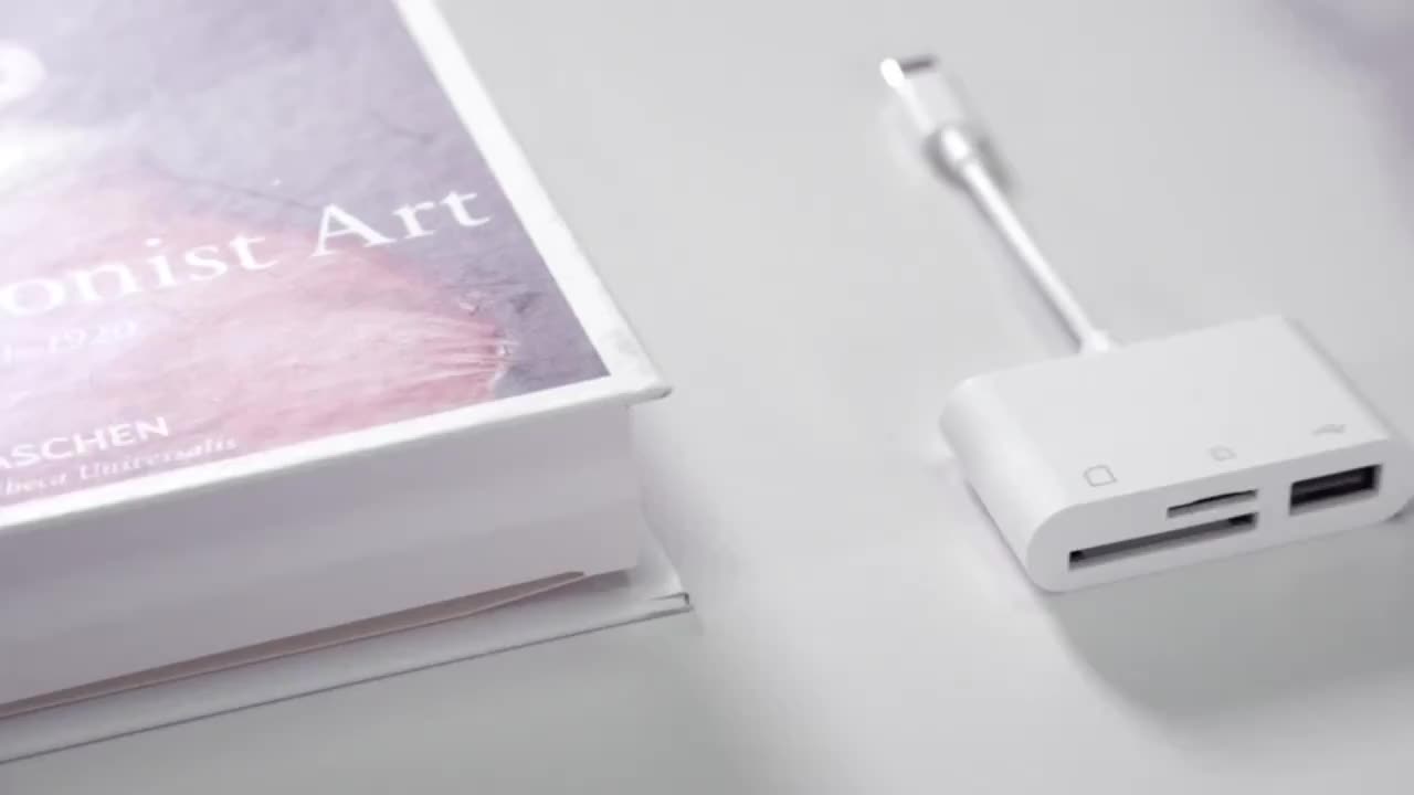 USB-C SD-kaartlezer – 3-in-1 Adapter met Dubbele Connector voor Telefoon