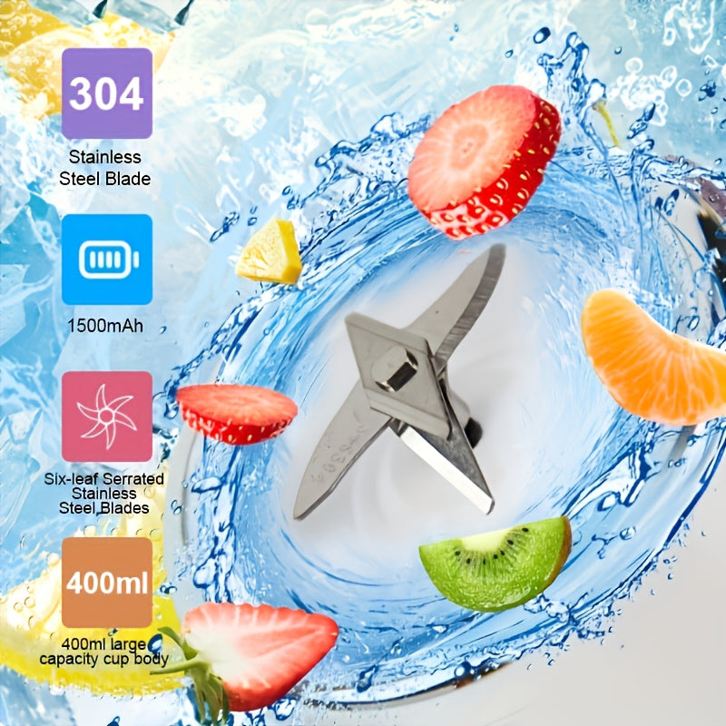 Verbeterde 6‑Blads 2‑in‑1 Draagbare Elektrische Juicer en Blender met USB‑Oplaadfunctie