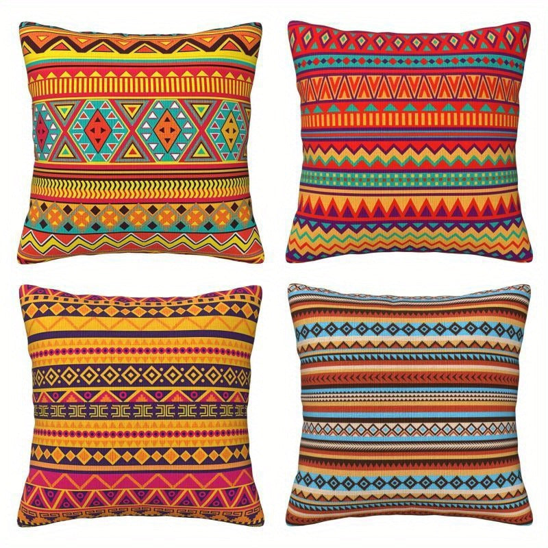 Set van 4 Retro Totem Kussenhoezen – Azteeks Design