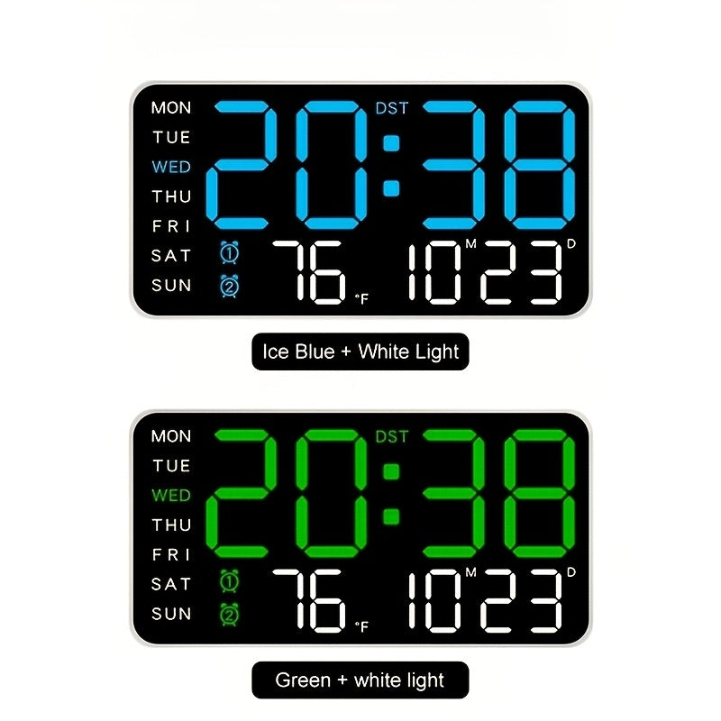 BrightSync Digitale Wandklok – Slimme Tijdweergave met Datum, Dag & Spraakfunctie