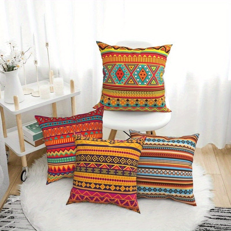 Set van 4 Retro Totem Kussenhoezen – Azteeks Design