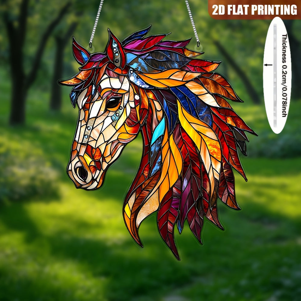 Paardenhoofd Acryldecor – 2D Glasstijl voor Muur & Raam