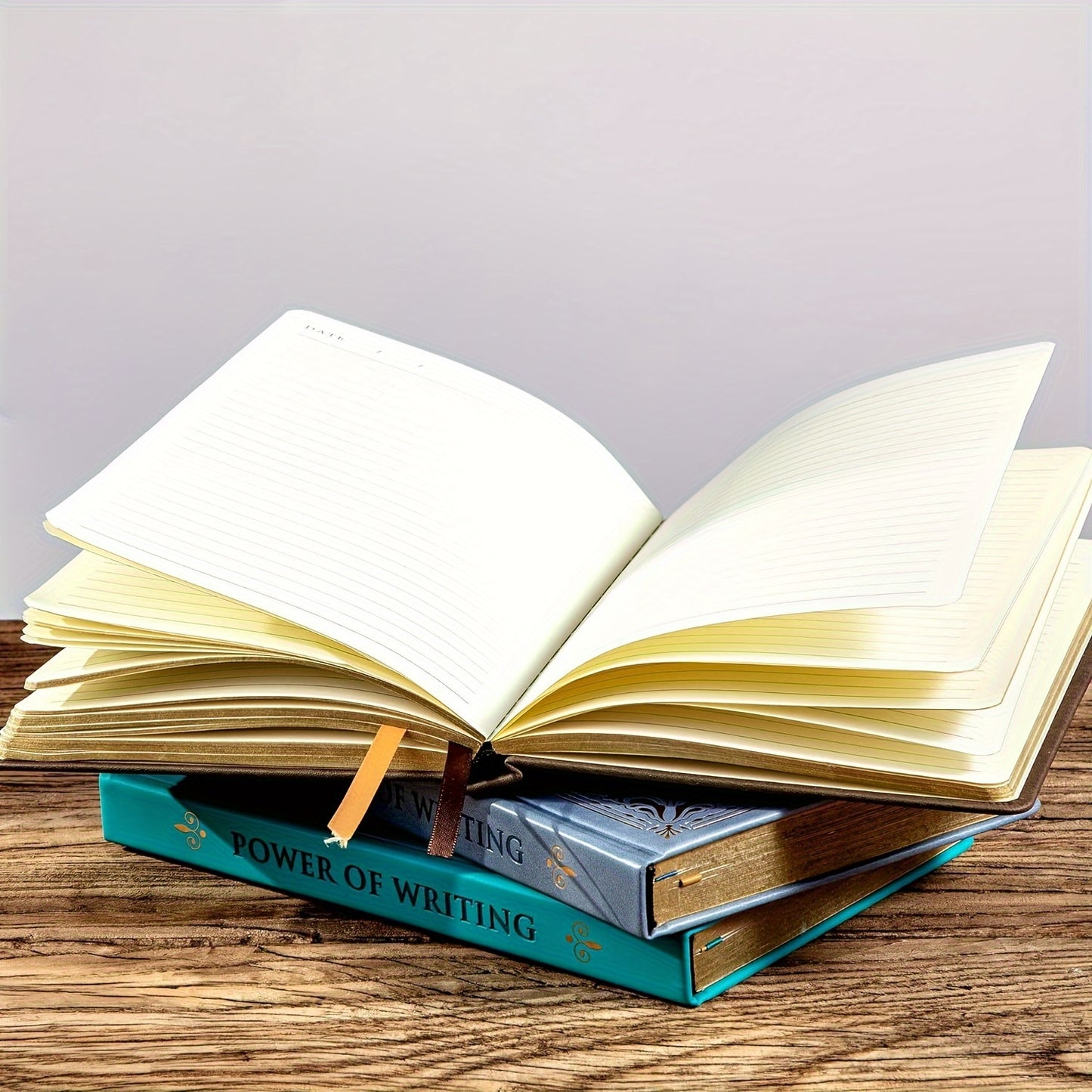 Vintage leren notitieboek A5 met vergulde randen