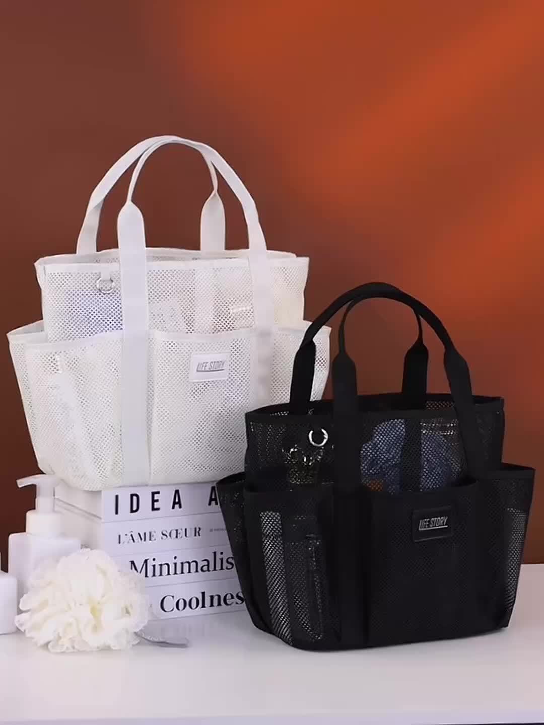 Mesh Beach Tote Bag met Meerdere Zijvakken