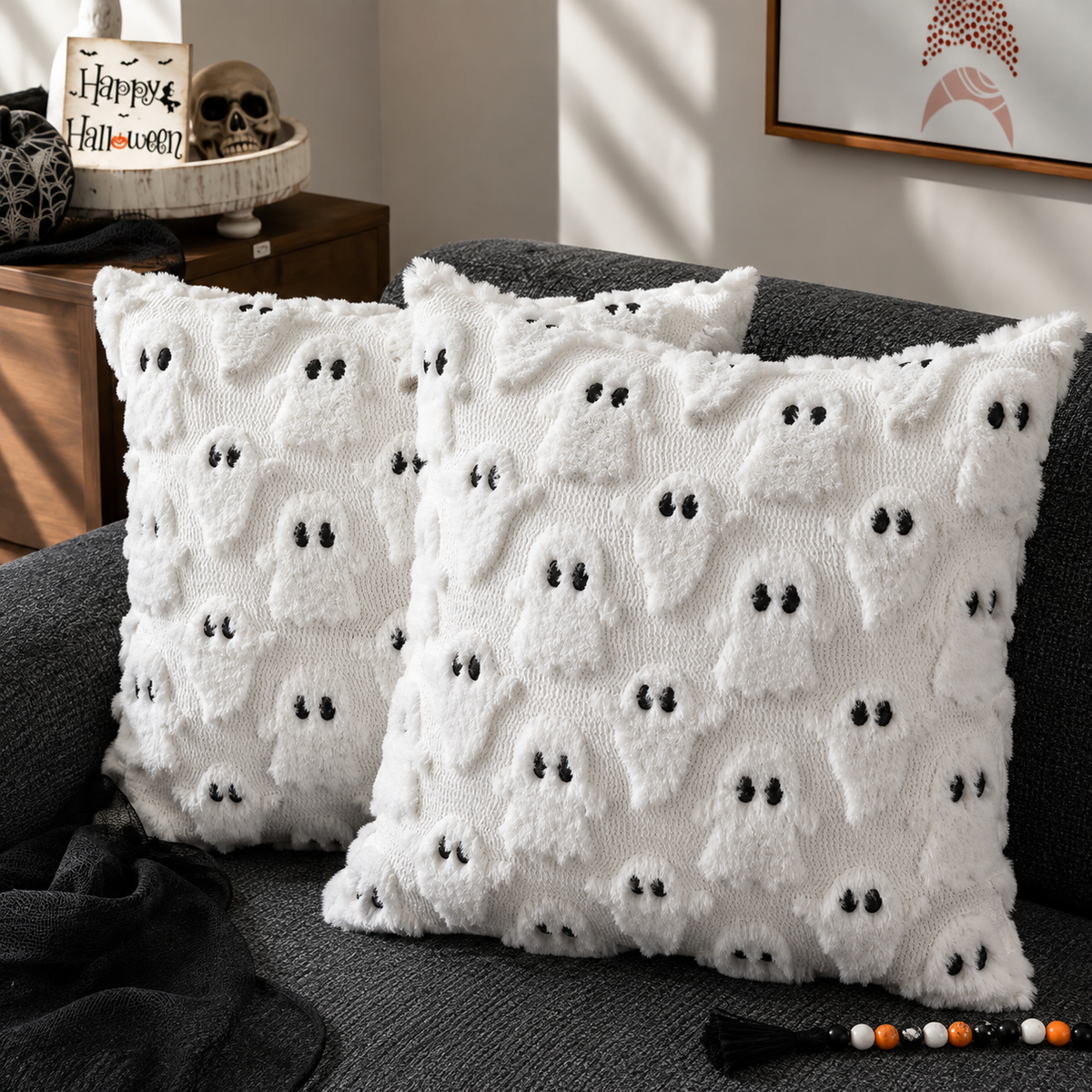Halloween-kussenhoes met Geesten- en Pompoenreliëf