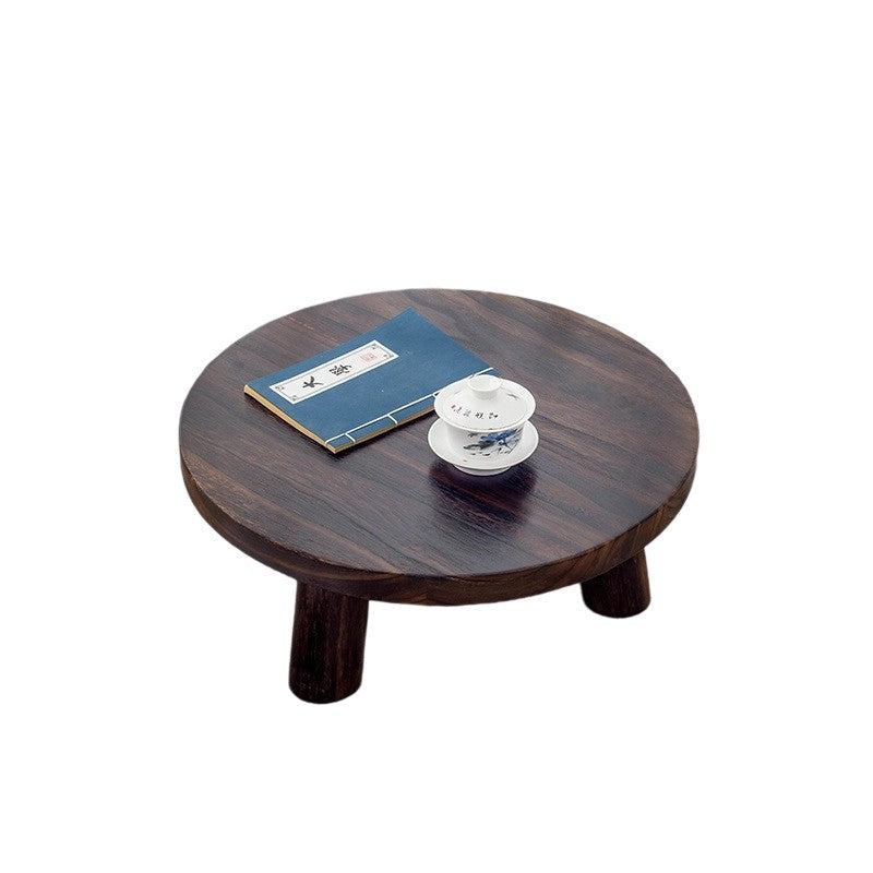 Japanse ronde bijzettafel van massief hout, drie formaten