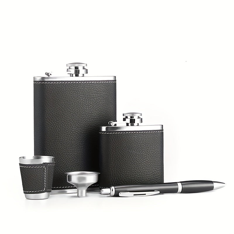 Whisky cadeau set met leren heupfles en bekers