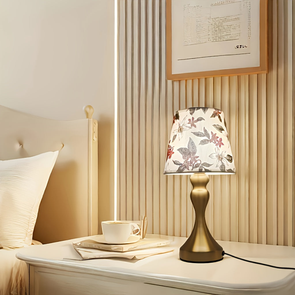 Retro Stoffen LED Tafellamp – USB-Gevoed met Dimbare 3-Kleuren Verlichting