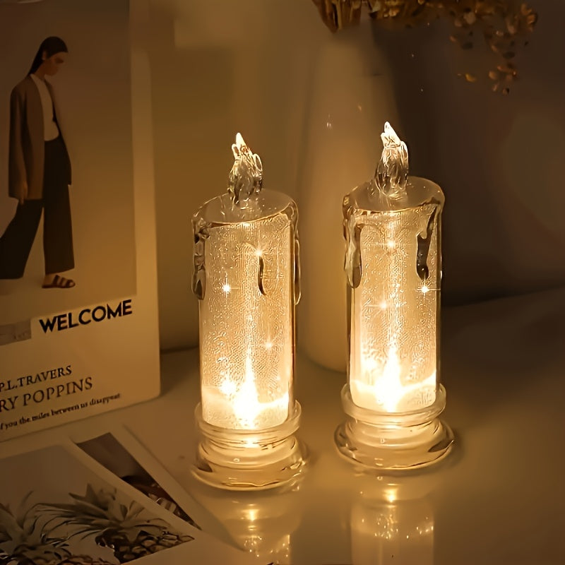 SunGlow LED Kaarsenset – 4 Vlamloze Acryl Fleskaarsen met Verstelbare Verlichting