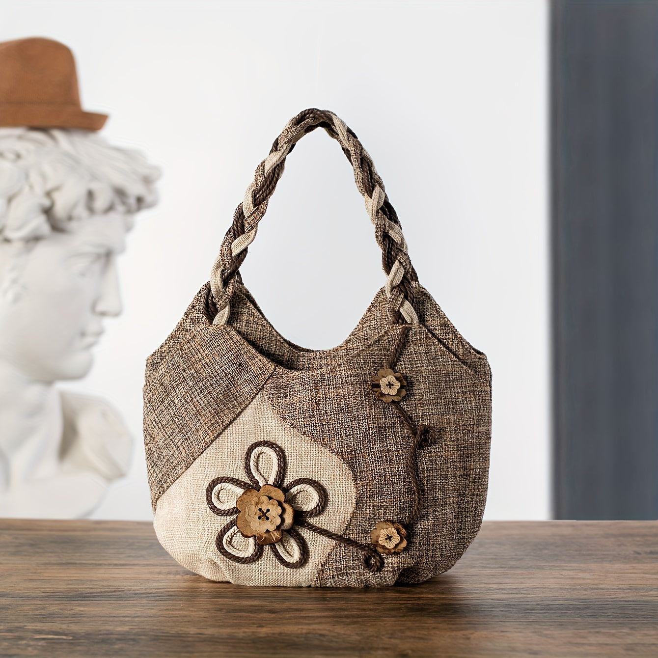 Boheemse Handgemaakte Handtas – Decoratieve Bloem Tote