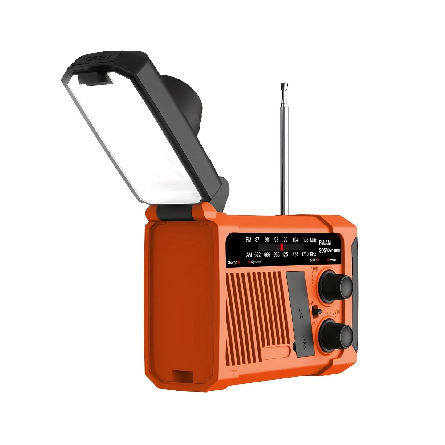 BINGXUE Solar Noodradio – 1800mAh AM/FM USB Speaker met LED-lamp & Handmatige Oplading