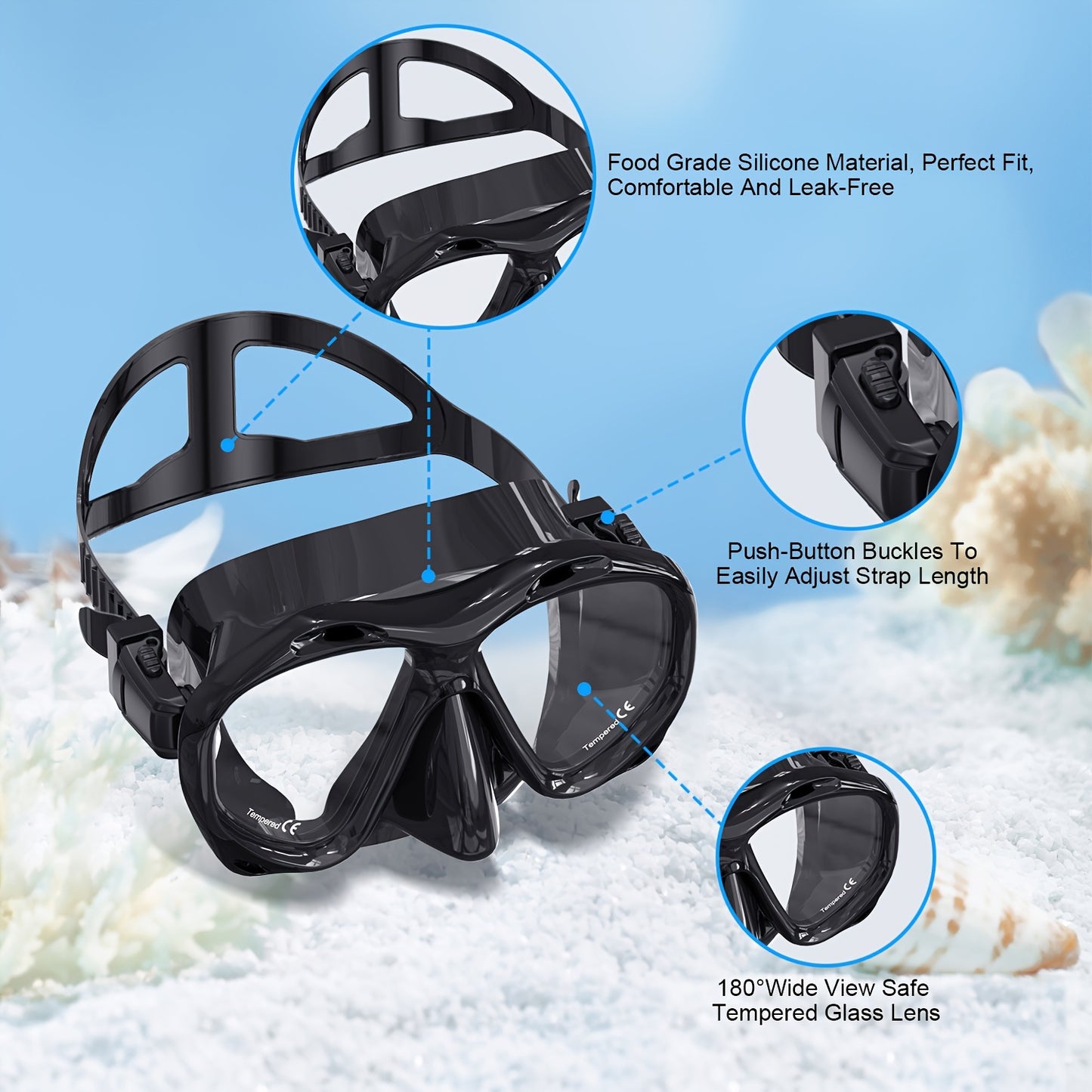 Professioneel Breedzicht Snorkelmasker – Anticondens & Comfortabel Snorkelzicht