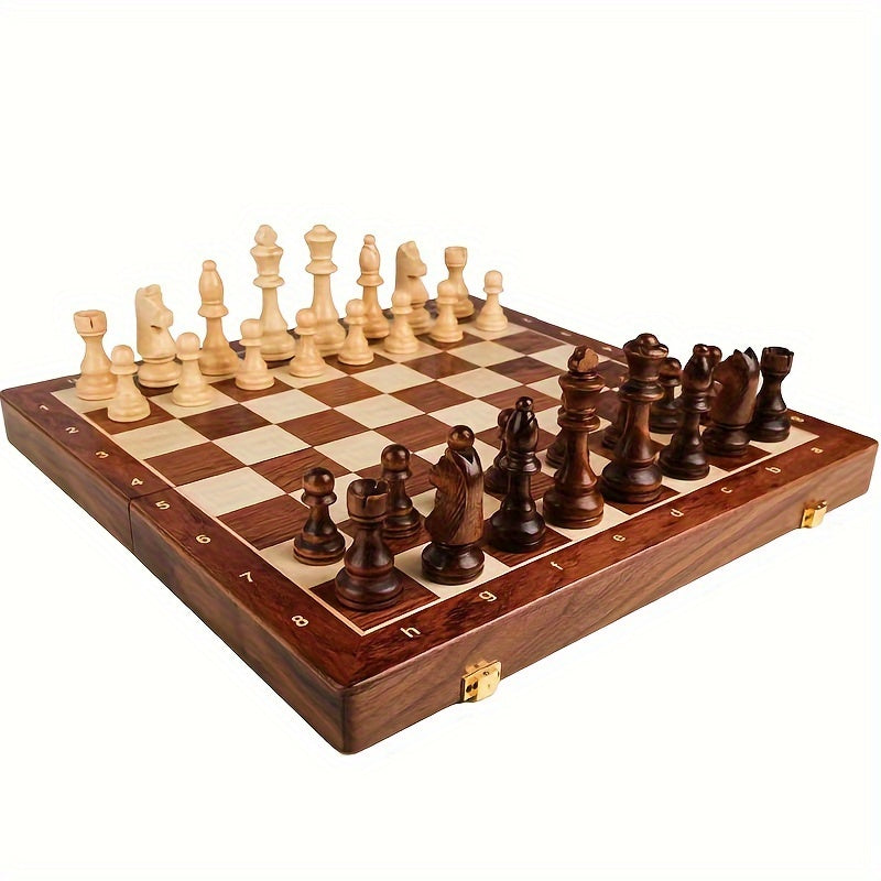 Houten Schaakset met Klassieke Figuren en Stevige Speelbasis