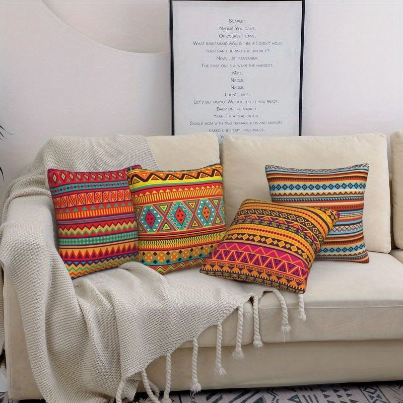 Set van 4 Retro Totem Kussenhoezen – Azteeks Design