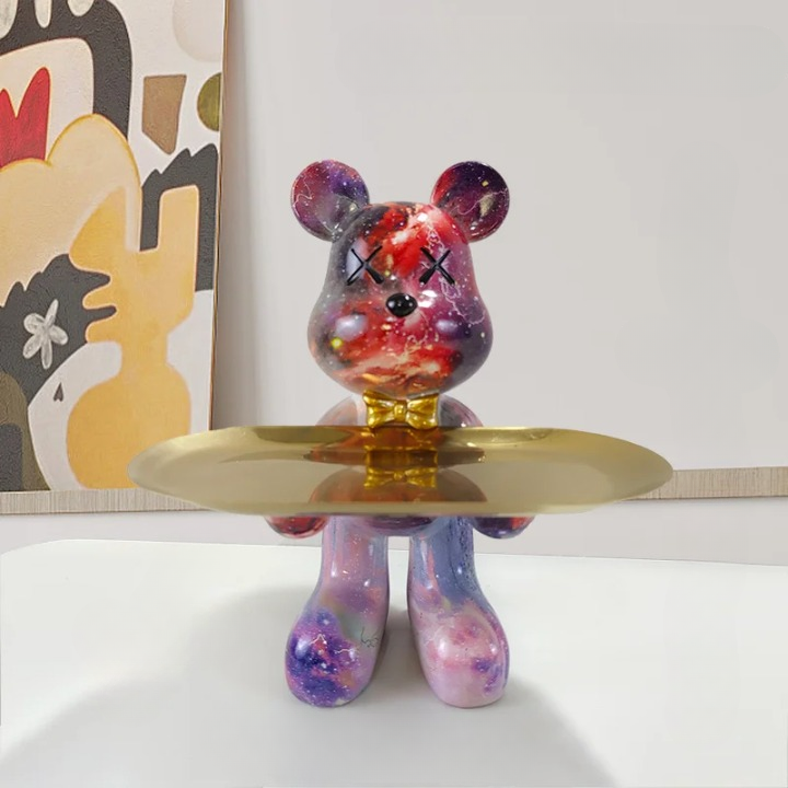 Decoratieve Berenbeeldhouder Met Opbergplateau