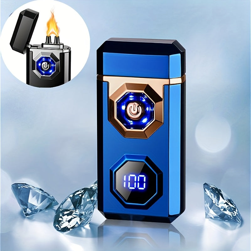 Elektronische Metaal Aansteker met Dubbele Vlam – USB-oplaadbaar en Windbestendig