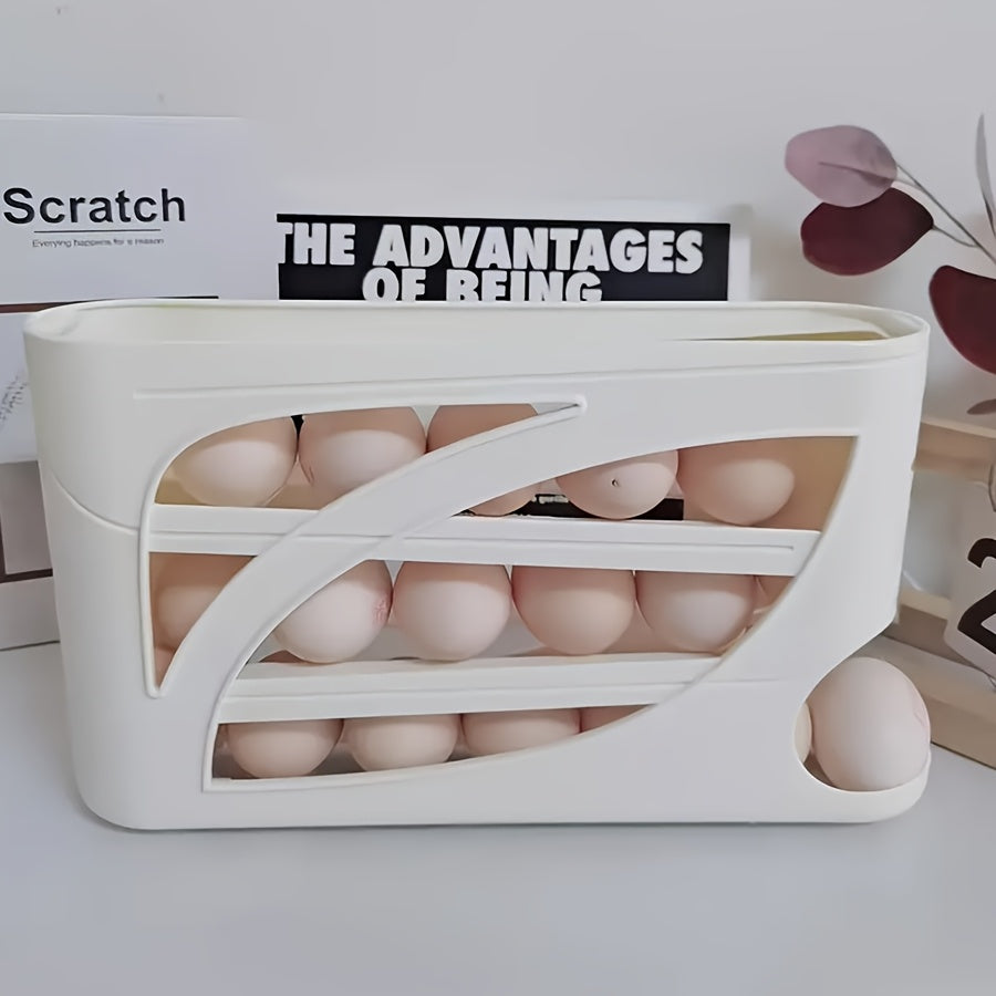 EggSlide Organizer – Stapelbare Automatische Eierhouder voor Koelkast en Keukenopslag