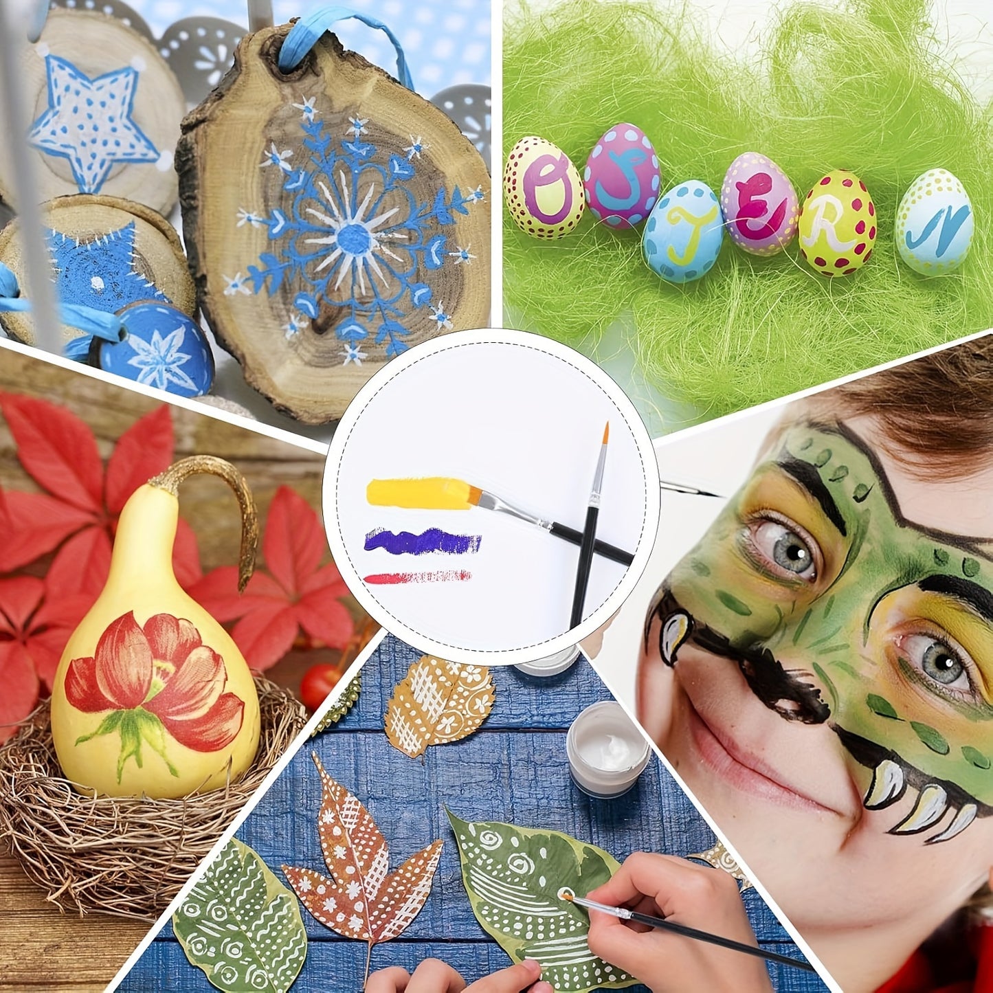 Verfkwastenset – 100 stuks zwarte nylon penselen voor acryl, olieverf, aquarel en gezichtskunst