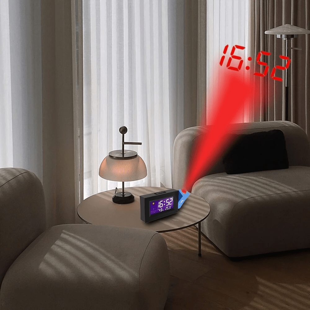 Elektronische Projectieklok – Digitaal Bureaureloge met Weer, Temperatuur & Luchtvochtigheid