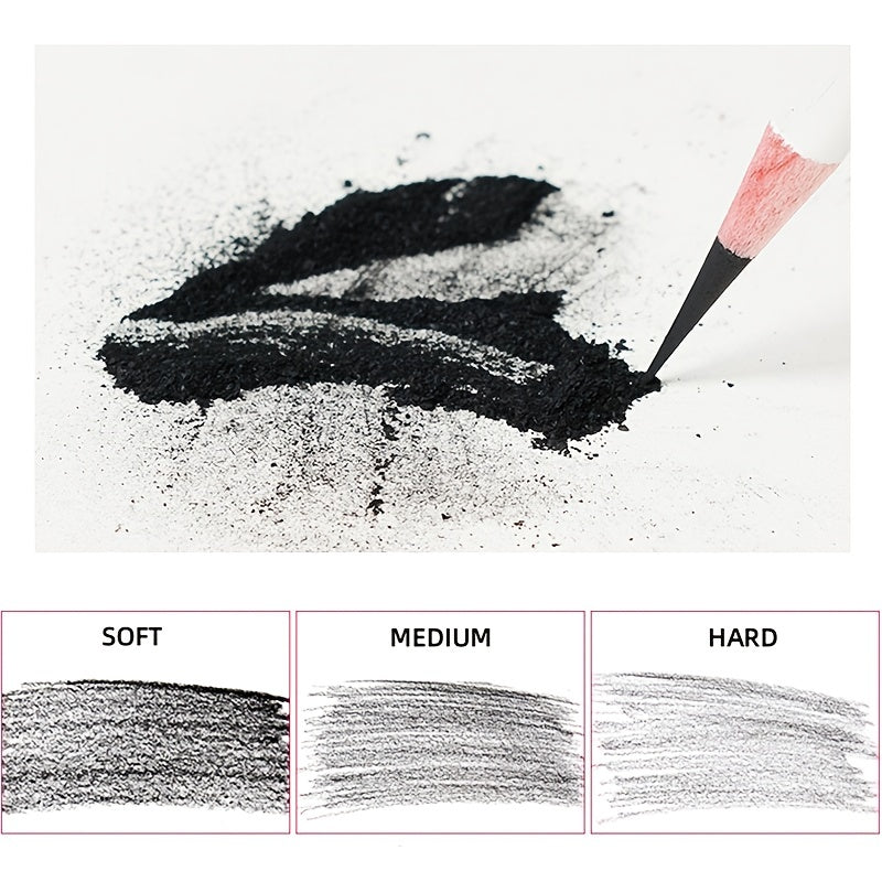 12-delige Schets- en Houtskoolpotloden Set – Zacht, Medium en Hard