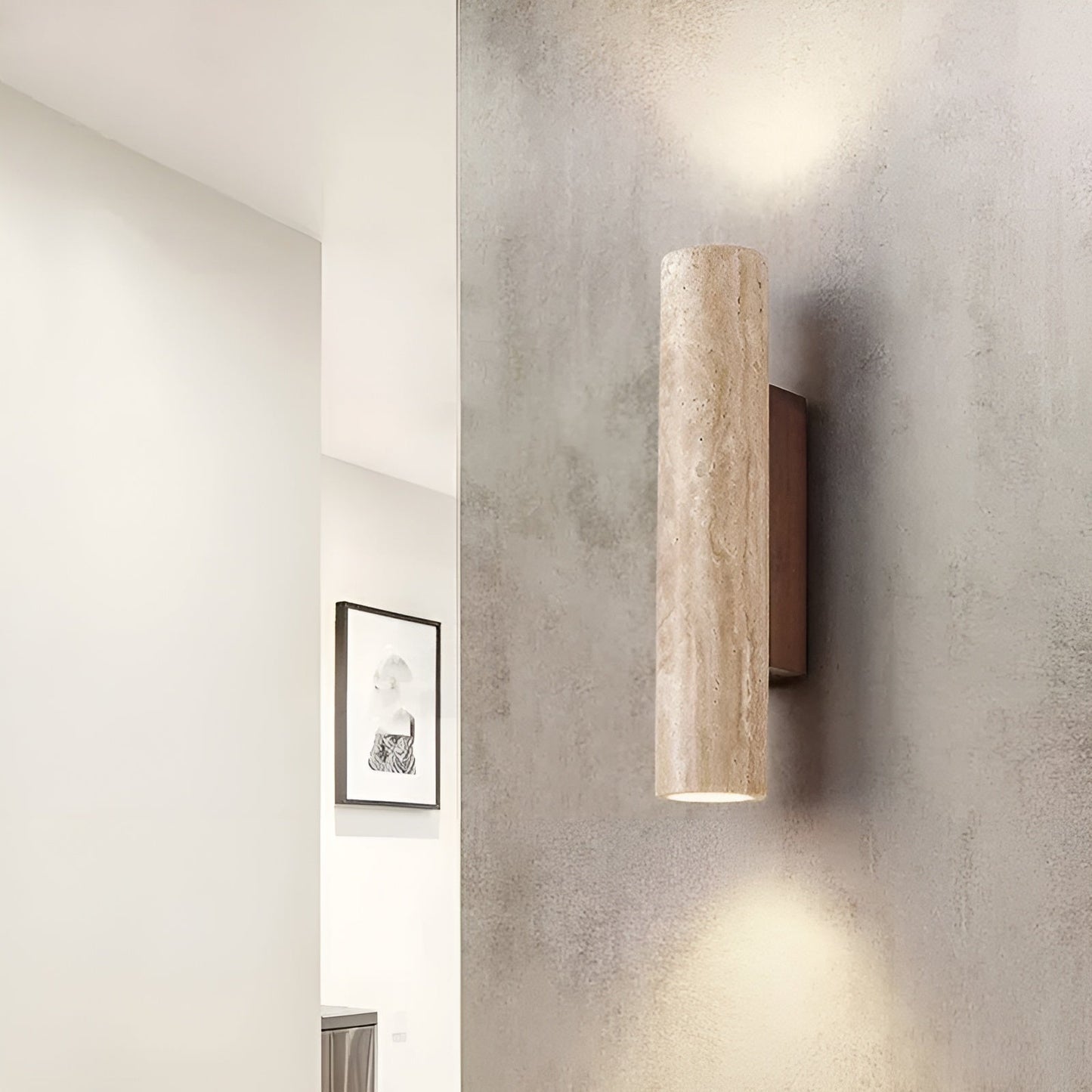 Wandlamp met travertin voorzijde