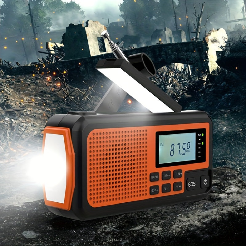 Sayin Noodradio – 4000mAh AM/FM Solar & USB Radio met Zaklamp, Leeslicht & Handmatige Oplading