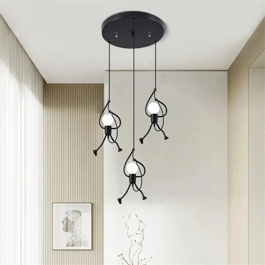Retro Hanglamp met Speels Poppenvormig Design