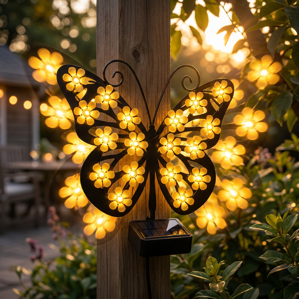 Solar Vlinderlamp Met Warm Sfeervol Bloemlicht Voor Magische Tuinavonden