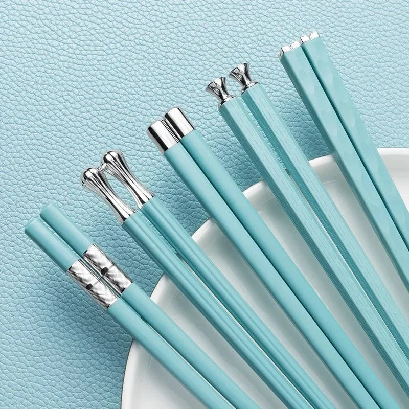 Metalen Eetstokjes met Decoratief Design – Set van 5 Paar