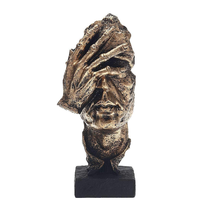 Moderne Abstracte Gouden Gezichtssculpturen voor Luxe Interieurs