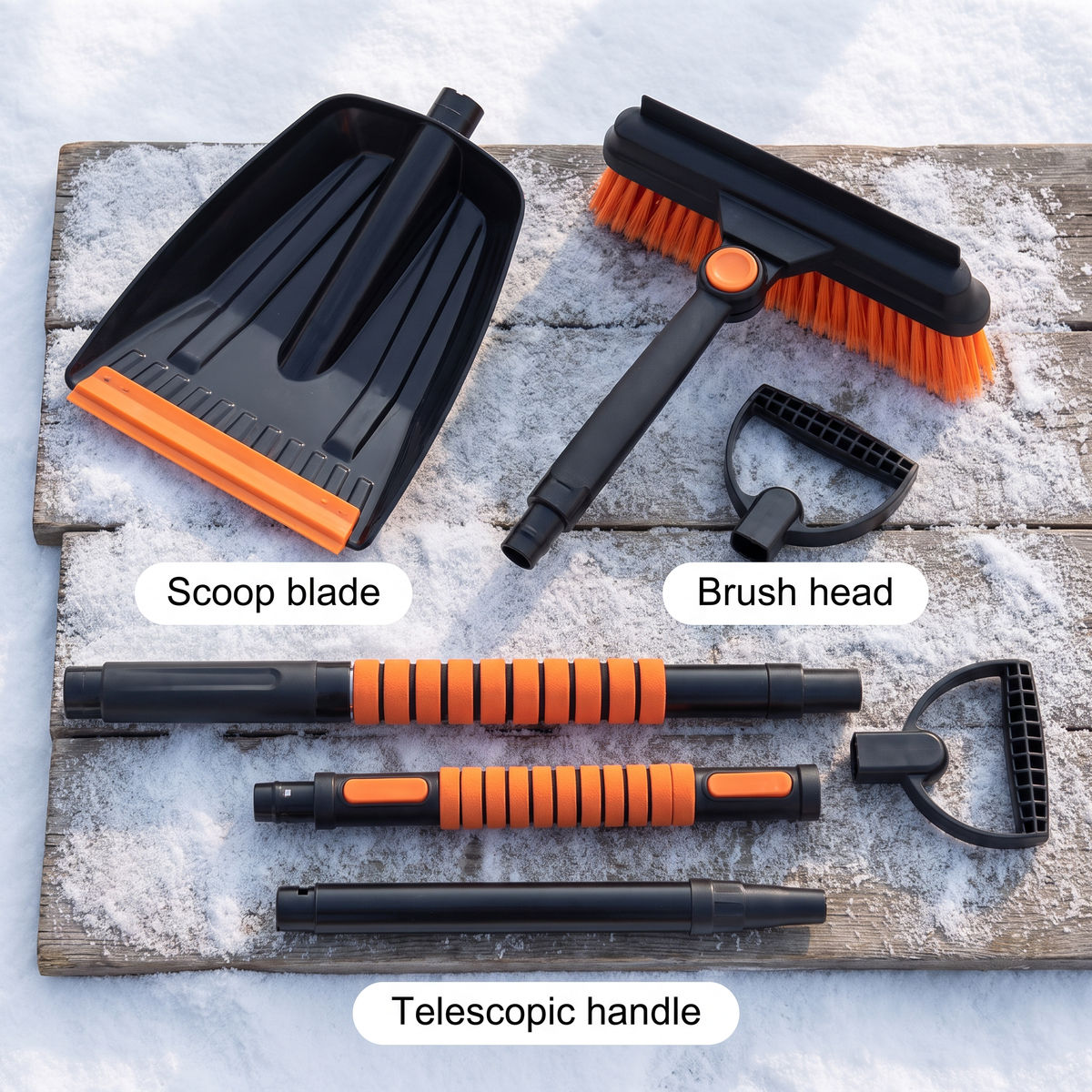 5-in-1 Sneeuwruimset voor Auto met Telescopische Steel