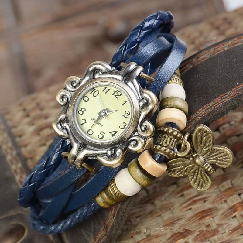 Vintage Dames Armbandhorloge met Vegan Leren Band