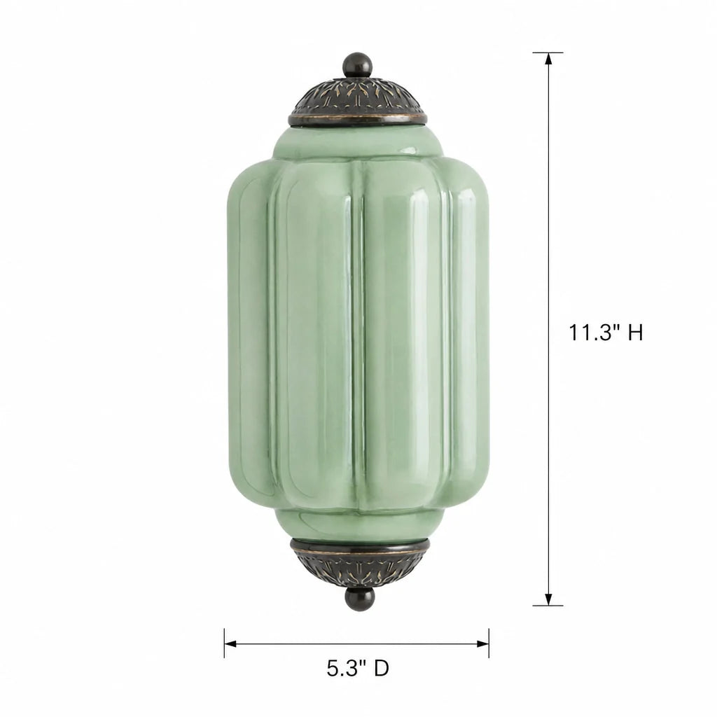 Art Deco Wandlamp met Geribbelde Glazen Kap